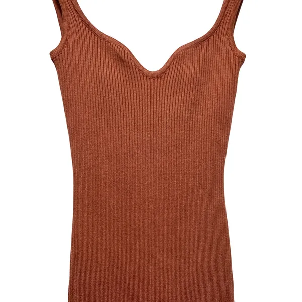 Beige‎ Botany Maxi Dress Ribbed Knit Bodycon Small Rust Orange - Image 3