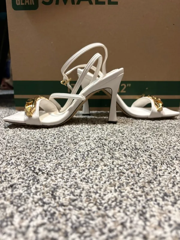 Good American White Heels Kitten Gold Chain 7 - Image 2