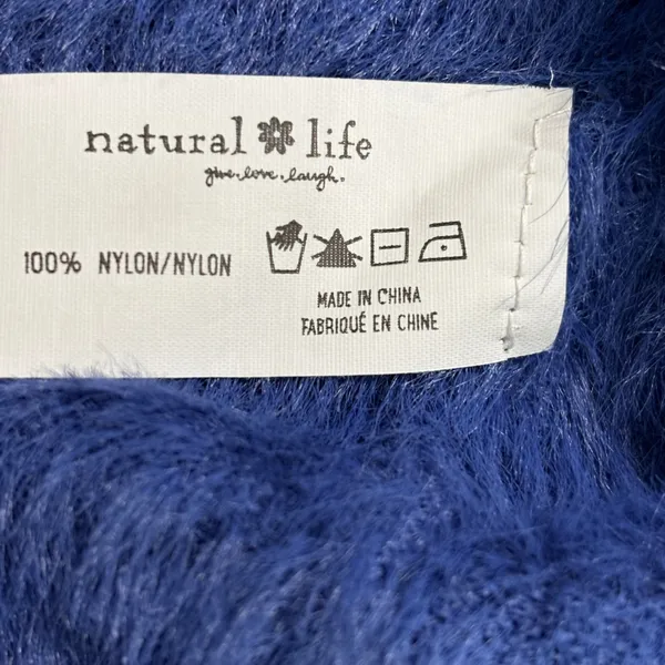 Natural Life Blue Fuzzy Cropped Sweater Boat Neck Long‎ Sleeve Womens XL - Image 6