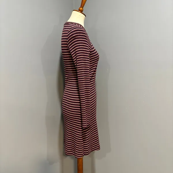 American Eagle Striped Ribbed Henley Sweater Dress Fall Grunge Y2K M - Image 5