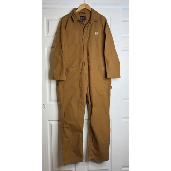 Carhartt Brown Solid Relaxed Fit Coverall Jumpsuit BN6071-W Rugged Flex Canvas - Image 3