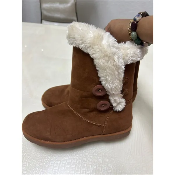 Calistoga Women’s Brown Faux Fur Winter Boots Cozy Warm Casual - Image 4