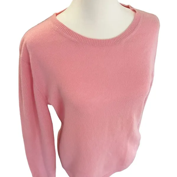 Alba Moda 100% Cashmere Sweater Pink Crewneck Lightweight Soft Knit M - Image 3