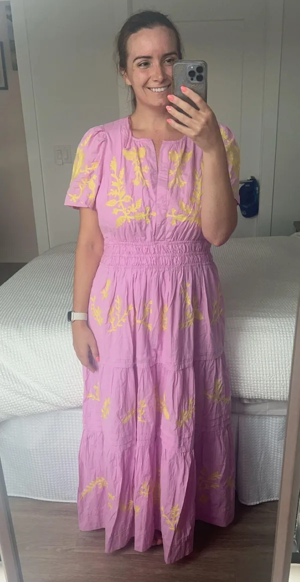 Anthropologie NWT Somerset Maxi in Pink Embroidered Edition Dress L - Image 12