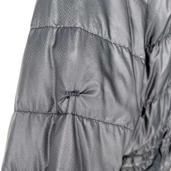 Athleta Goose Down Jacket Black XL‎ Hooded Packable Puffer GUC Mended Hole - Image 10