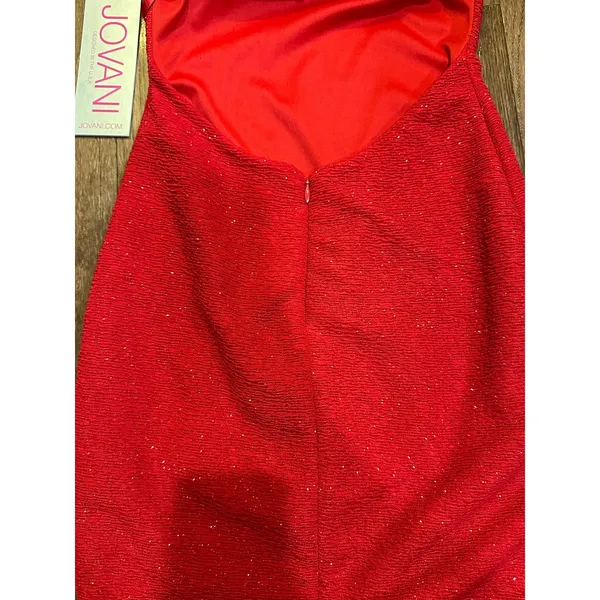 Jovani NWT Sz.00 Red Glitter Knit Backless Bodycon Party Formal Cocktail Dress - Image 15