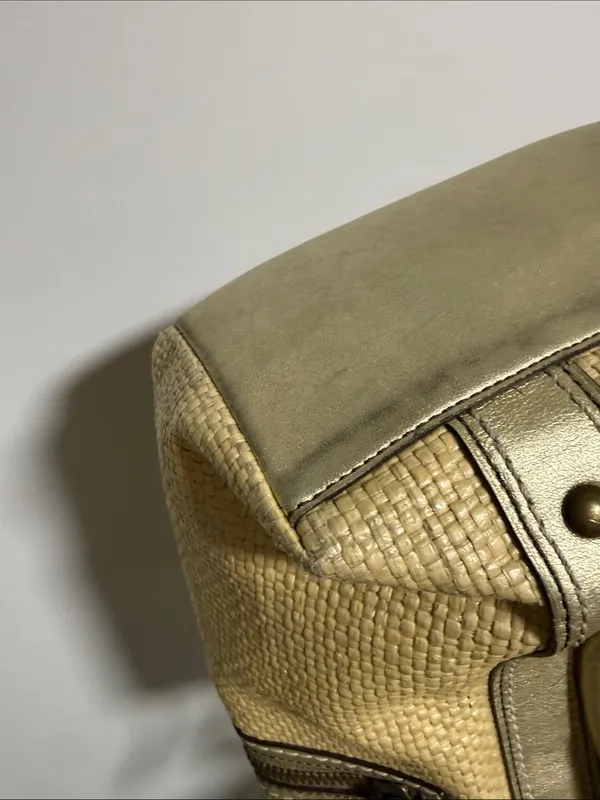 Coach Legacy Vintage Straw Metallic‎ Gold Leather Tote Bag M05K-113 - Image 6
