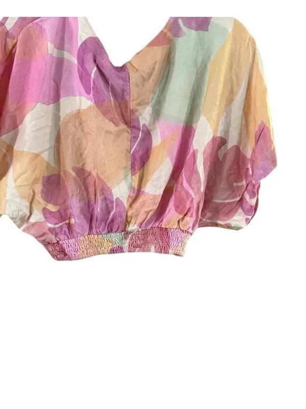Garage Pink, Yellow & Cream Twist-Knot Crop Top - Image 8