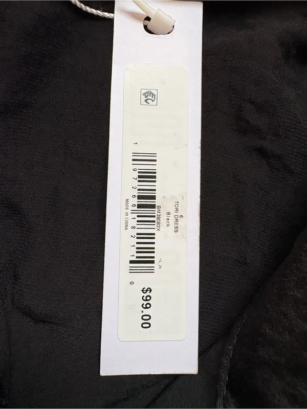 NWT Steve Madden Tori Black Satin Ruched Tie Waist Midi Dress Size 6 - Image 4