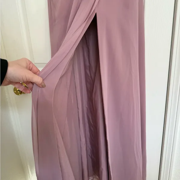 Azazie Zapheira‎ Dusty Rose Pink A-Line Ruched Chiffon Dress Bridesmaid 8 - Image 6