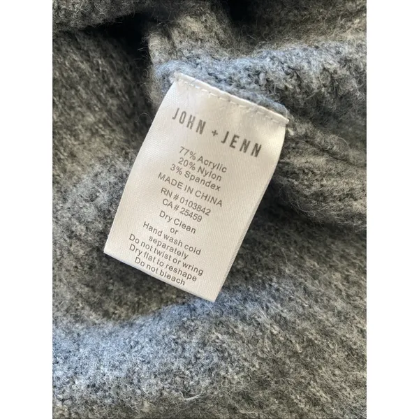 John + Jenn Mock Neck Striped Sweater Womens XL Gray Pink Knit Crop Preppy - Image 5