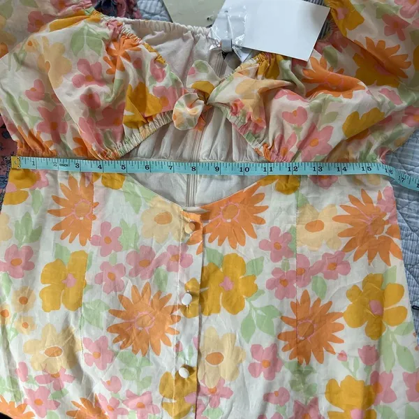 Sabo Skirt Floral Puff Sleeve Mini Dress Summer Cottage Core NWT - Image 5