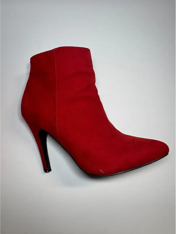 Madden Red Suede Ankle Boots Women’s Size 8 Stiletto Heel Side Zip - Image 6