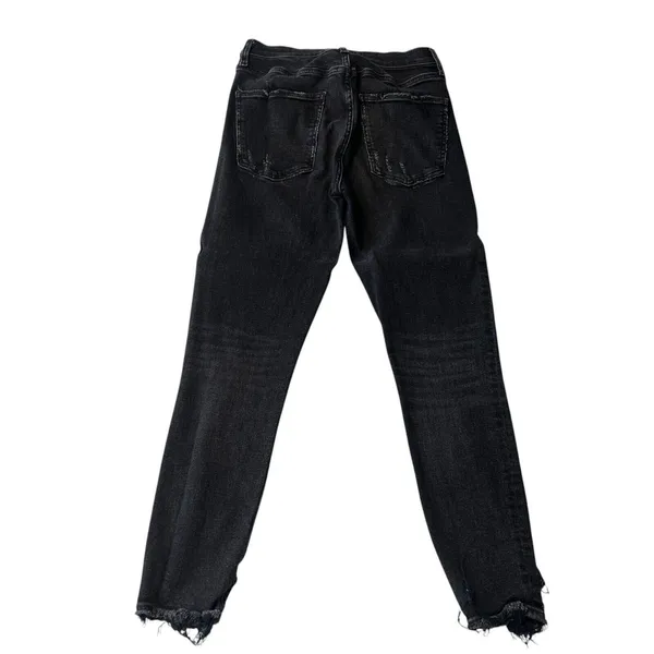 AGOLDE Sophie Crop High Rise‎ Black Denim Raw Hem Skinny Leg Jeans Size 28 - Image 5
