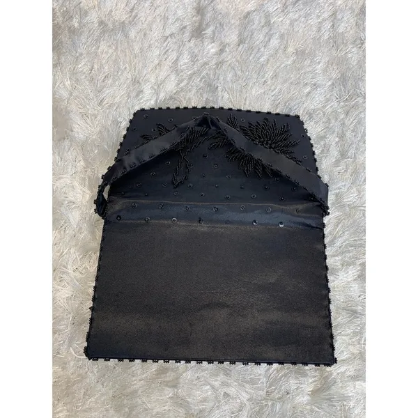 Black Formed Beaded formal evening Bag Removeable Strap - Image 3