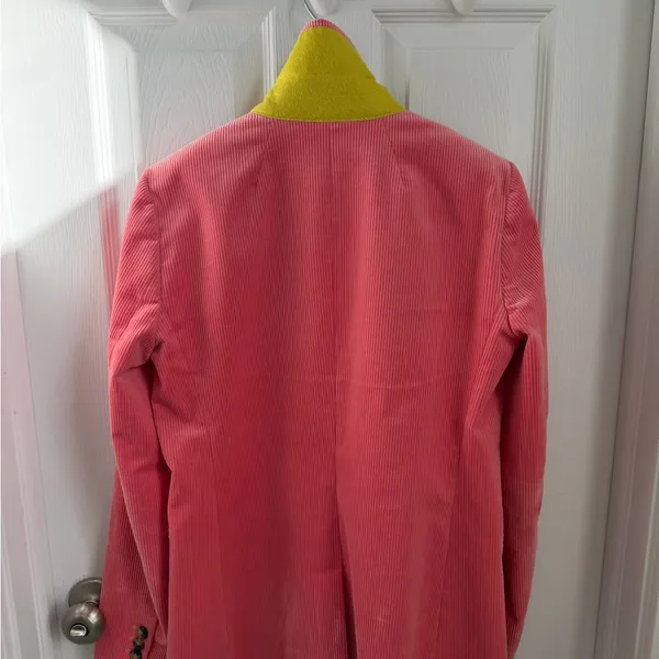 J. Crew Pink Corduroy Blazer with Yellow Collar Accent - Image 10