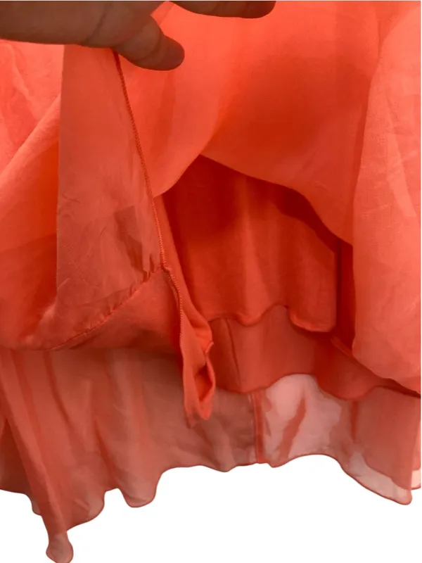 Tommy Bahama Lanai Breeze Double Layer Chiffon Tunic Dress M Coral Pink Tassel - Image 11