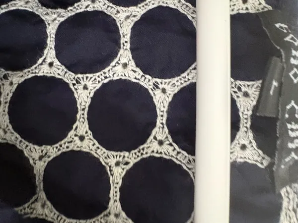 100. Cotton shirt boho chic Medium. navy and white lace - Image 3