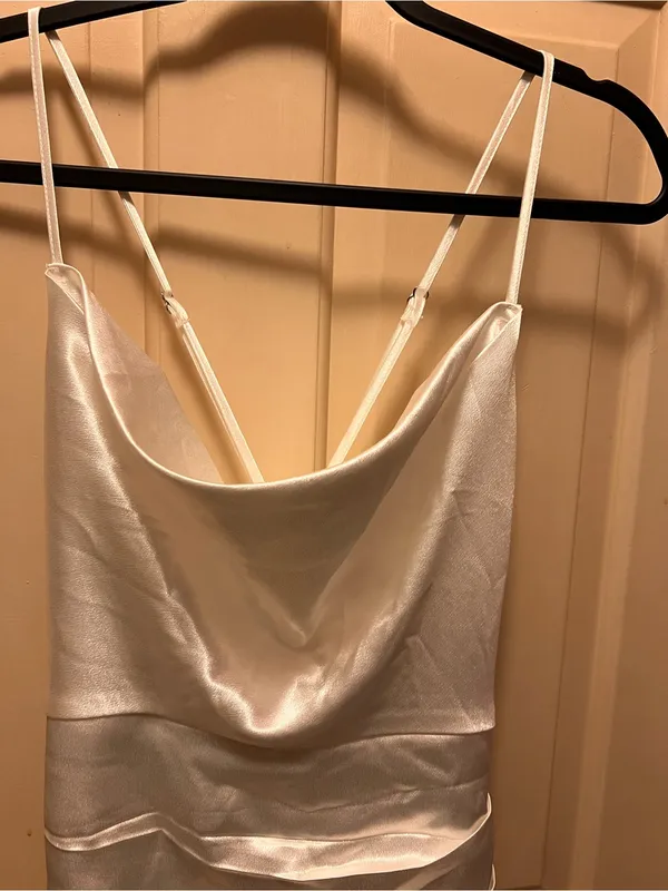 Lulu's Ivory Satin Cowl Midi Dress - Image 3
