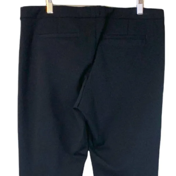 Ecru Black Faux Suede Leather Ponte Slim Leg Ankle Pants Women's Size Large - Image 3
