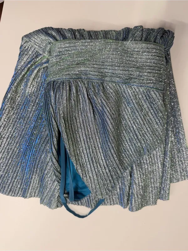 Lulu's shimmery hoco dress silver blue green crinkly glam fairycore pixie large - Image 15