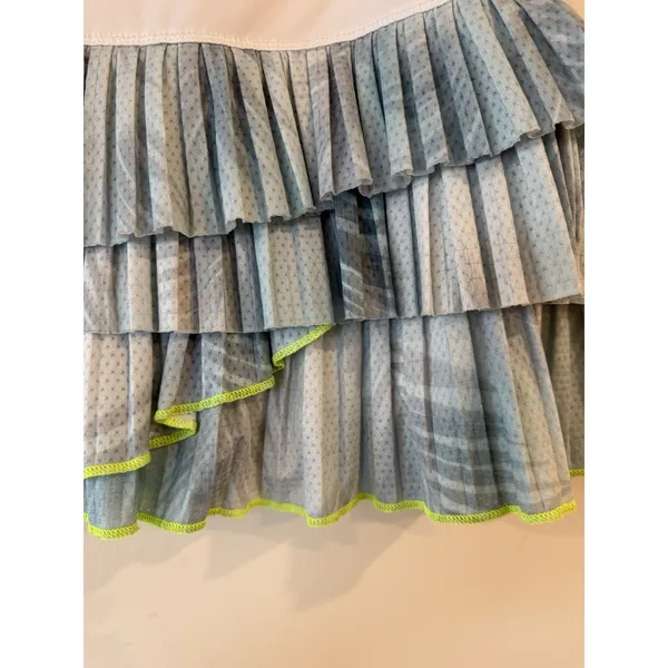Lucky in Love Rally Pleat Tier Tennis Skirt Vaportex Blue Green Medium 8-10 - Image 3