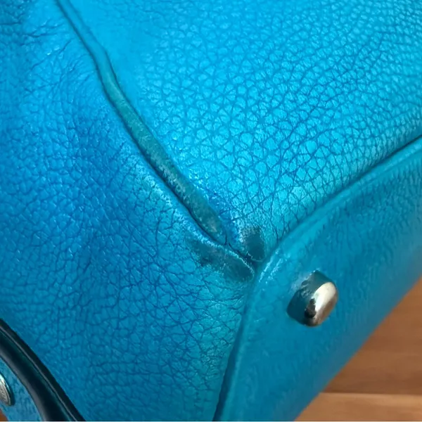 COACH Prairie Pebbled Leather Turquoise Color Satchel Crossbody RECOLORED! READ - Image 14