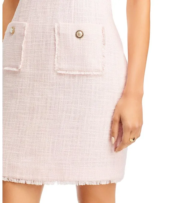 Karl Lagerfeld Sleeveless Tonal Tweed Pocket Sheath Dress - Image 4