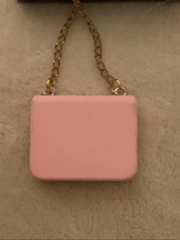 Pink Mini Purse Keychain with Gold H Accent - Image 3