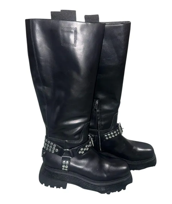 NEW Circus NY by Sam Edelman Hayes Women's Black Leather Stud Motorcycle Boot - Image 9