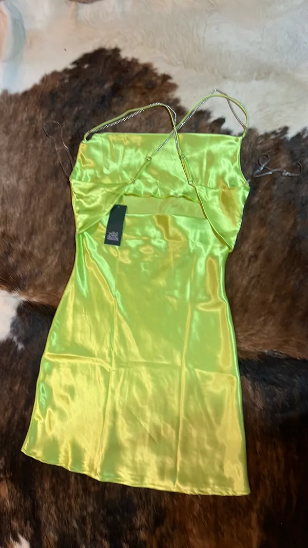 Wild Fable Lime Green Satin Dress - Image 4