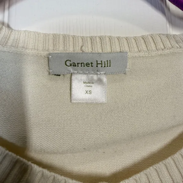 Garnet Hill Cream Floral Embroidered Button Front Cardigan Sweater XS Spring - Image 4