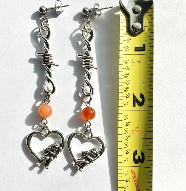 Antique silver tone cute sleepy angel dangle earrings💖👼💖 - Image 4