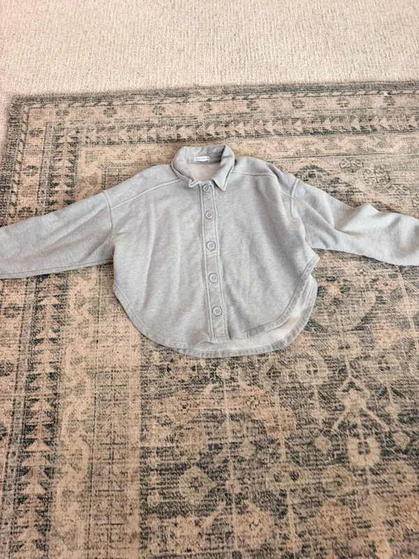 Good American heather gray cropped long sleeve shacket M - Image 7