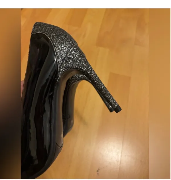 NEW Marc Fisher Black pointed Toe Glitter Pump Patent Leather - Image 4