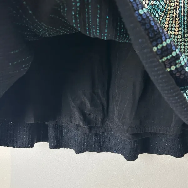 Vintage Free People Sequin Ombre Mini Skirt - Navy, Teal & Silver - Image 6