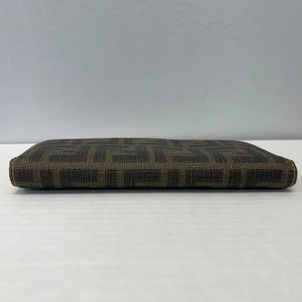 Fendi Tobacco/Yellow Zucca Coated Canvas & Leather Long Wallet - Preowned - Image 9