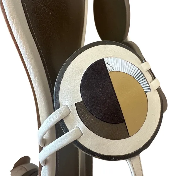 Tory Burch Marquetry Disk Sandal Cream Toasted Sesame‎ 9.5 - Image 11