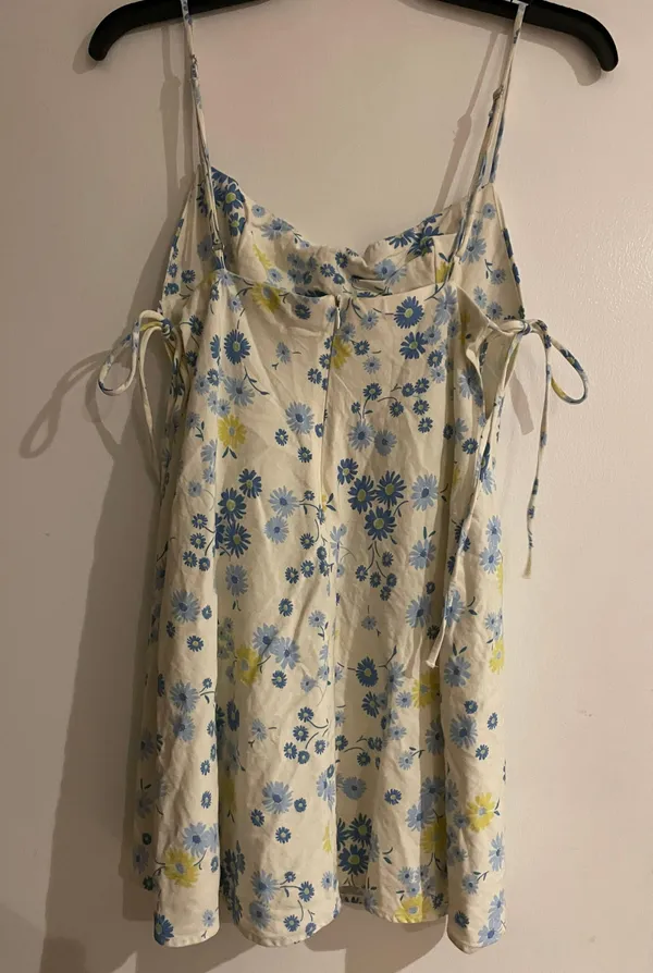 Zara Floral Linen Mini Dress Medium - Image 5