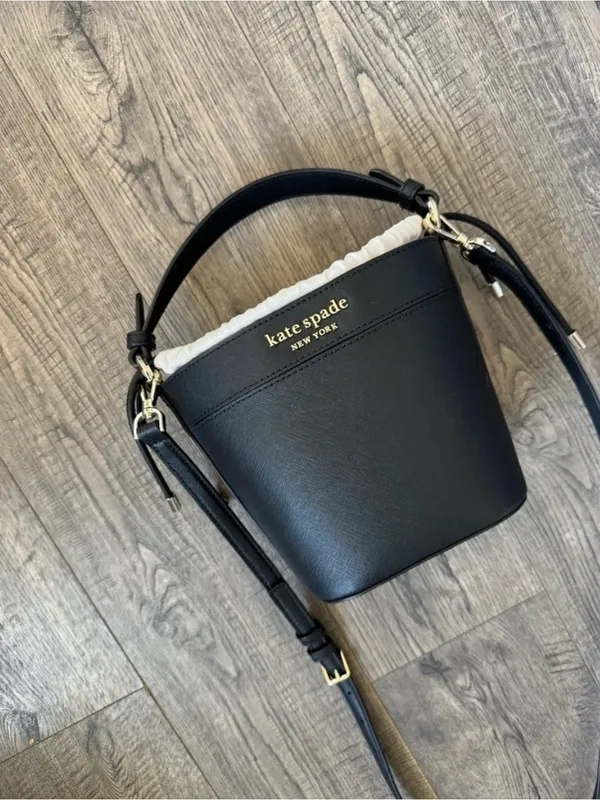 Kate Spade Cameron Small Bucket Bag Black Leather - Image 6