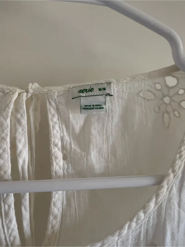 aerie White Eyelet Ruffle Cropped Camisole - Image 2