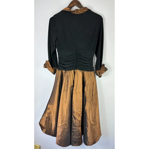 Vtg Jessica Howard Cocktail Dress Womens‎ 8 Black Brown Evening Retro Hollywood - Image 2