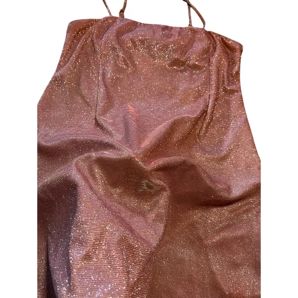 Lulus Pink Metallic Glitzer Slit Fairy Barbiecore Mini Dress | Size S - Image 5