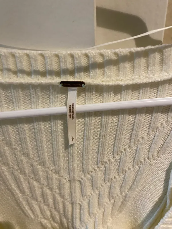Free People Cream Long Sleeve Sweater Knit mini dress, size S - Image 5