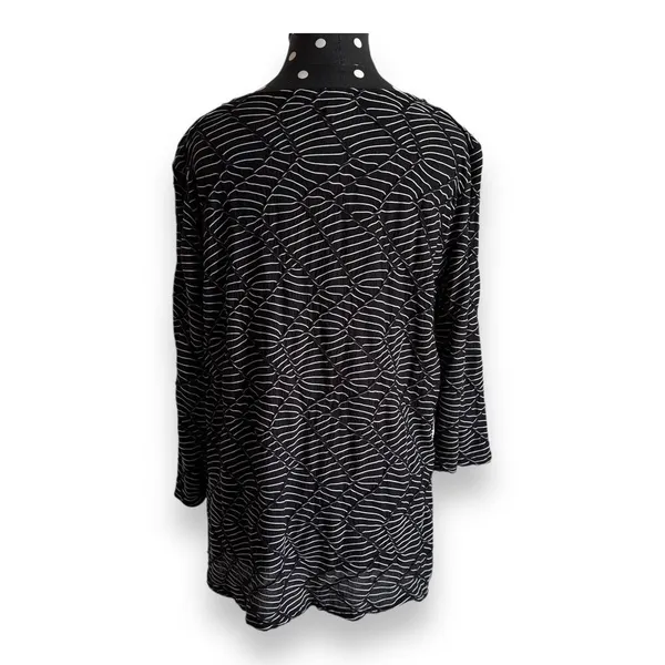 Dana Buchman Black White Geometric Cowl Neck Top Small Stretch Blouse‎ - Image 7