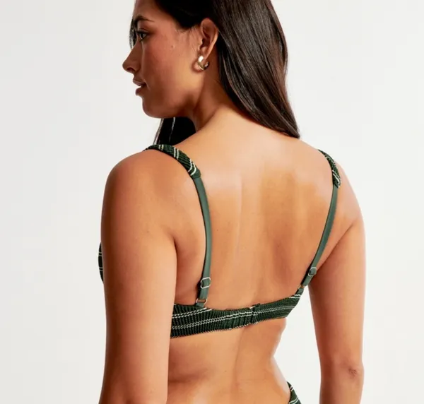 NWT Abercrombie & Fitch Curve Love Strap Underwire Green Bikini Top. Size Medium - Image 2