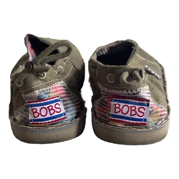 Skechers Bobs Olive Green Canvas Slip On Boat Shoe Flats Women 5 Comfort Neutral - Image 2