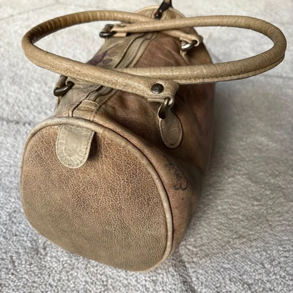 Vintage Hand-Painted Leather Satchel Safari Animals Emily Ann of Boca Raton - Image 4