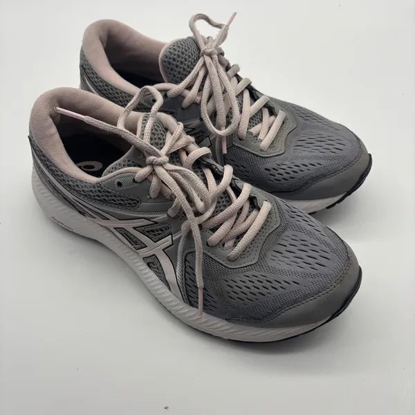 Asics Gel-Contend 7 Womens Running Shoes Grey Pink Sneakers Size 8 - Image 2