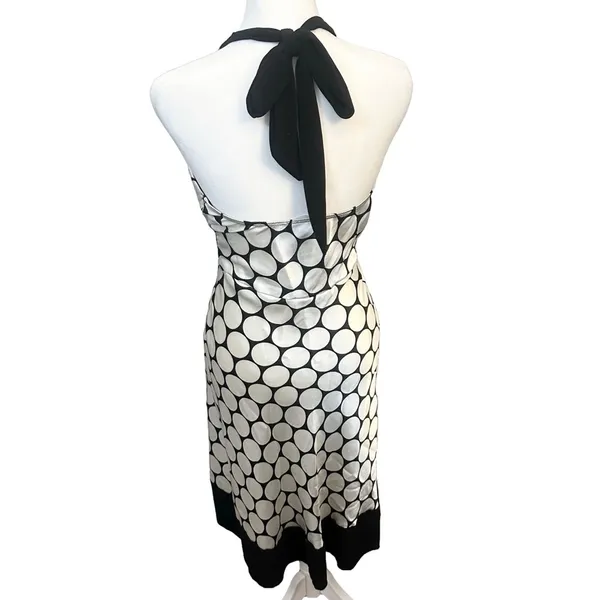 VTG Y2K 90s Black/White Babydoll‎ Halter Dress Small Silky Flowy Rockabilly USA - Image 3